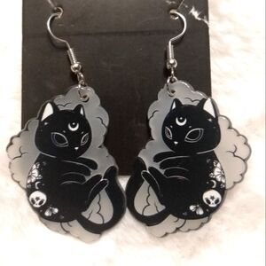 Celestial Cats Glow In The Dark Dangle Earrings
